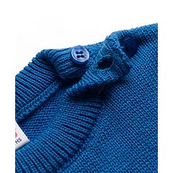 Babyhug Knit Full Sleeves Striped Sweater Set - Blue