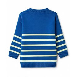 Babyhug Knit Full Sleeves Striped Sweater Set - Blue