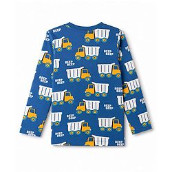 Babyhug 100% Cotton Knit Full Sleeves Co-Ords T-Shirt & Pyjama Night Suit with Truck Print - Navy Blue
