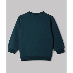 Babyhug 100% Cotton Heavy Gauge Terry Knit Striped Sweatshirts With Full Sleeves and Tiger Print Pack of 2 - Dark Green & Beige