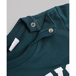 Babyhug 100% Cotton Heavy Gauge Terry Knit Striped Sweatshirts With Full Sleeves and Tiger Print Pack of 2 - Dark Green & Beige