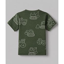 Babyhug 100% Cotton Knit Half Sleeves Co-Ords T-Shirt & Shorts Night Suit with Vehicle Print Pack of 2 - Green & White