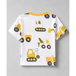 Babyhug 100% Cotton Knit Half Sleeves Co-Ords T-Shirt & Shorts Night Suit with Vehicle Print Pack of 2 - Green & White