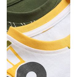 Babyhug 100% Cotton Knit Half Sleeves Co-Ords T-Shirt & Shorts Night Suit with Vehicle Print Pack of 2 - Green & White
