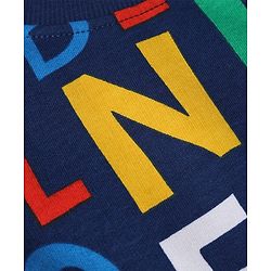 Babyhug 100% Cotton Terry Knit Sweatshirt with Full Sleeves and Alphabet Print - Navy Blue
