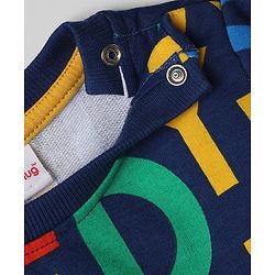 Babyhug 100% Cotton Terry Knit Sweatshirt with Full Sleeves and Alphabet Print - Navy Blue