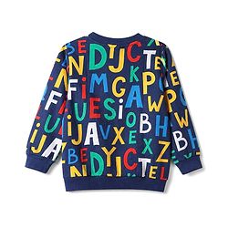 Babyhug 100% Cotton Terry Knit Sweatshirt with Full Sleeves and Alphabet Print - Navy Blue