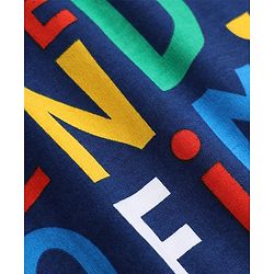 Babyhug 100% Cotton Terry Knit Sweatshirt with Full Sleeves and Alphabet Print - Navy Blue