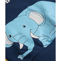 Babyhug 100% Cotton Terry Knit Full Sleeves Sweatshirt with Giraffe & Elephant Print in Blue