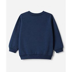 Babyhug 100% Cotton Terry Knit Full Sleeves Sweatshirt with Giraffe & Elephant Print in Blue