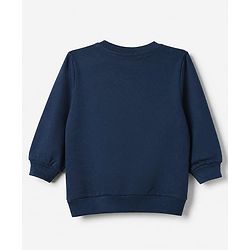Babyhug 100% Cotton Terry Sweatshirt with Full Sleeves and Tiger Applique in Navy Blue for 6-9 Months