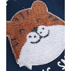 Babyhug 100% Cotton Terry Sweatshirt with Full Sleeves and Tiger Applique in Navy Blue for 6-9 Months