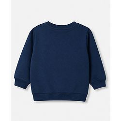 Babyhug 100% Cotton Terry Sweatshirt with Full Sleeves and Tiger Applique in Navy Blue for 6-9 Months