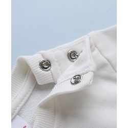 Babyhug 100% Cotton Terry Knit Sweatshirt with Full Sleeves and Tiger Applique in Offwhite