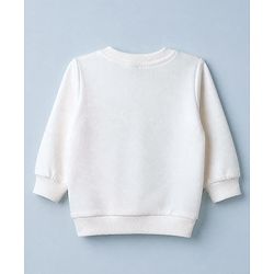 Babyhug 100% Cotton Terry Knit Sweatshirt with Full Sleeves and Tiger Applique in Offwhite