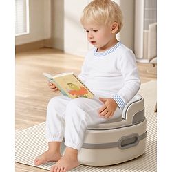 Babyhug 3-in-1 Baby Potty Chair for Toddlers | Potty Chair, Potty Seat & Step Stool| Removable Seat Insert| Side Handles| Raised Backrest| Splash Guard| Easy to Clean| Potty Training Essential - Grey