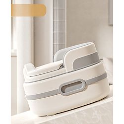 Babyhug 3-in-1 Baby Potty Chair for Toddlers | Potty Chair, Potty Seat & Step Stool| Removable Seat Insert| Side Handles| Raised Backrest| Splash Guard| Easy to Clean| Potty Training Essential - Grey