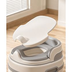 Babyhug 3-in-1 Baby Potty Chair for Toddlers | Potty Chair, Potty Seat & Step Stool| Removable Seat Insert| Side Handles| Raised Backrest| Splash Guard| Easy to Clean| Potty Training Essential - Grey