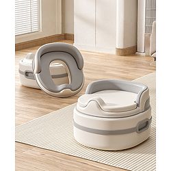 Babyhug 3-in-1 Baby Potty Chair for Toddlers | Potty Chair, Potty Seat & Step Stool| Removable Seat Insert| Side Handles| Raised Backrest| Splash Guard| Easy to Clean| Potty Training Essential - Grey