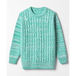 Babyhug Knit Full Sleeves Solid Sweater Set - Blue