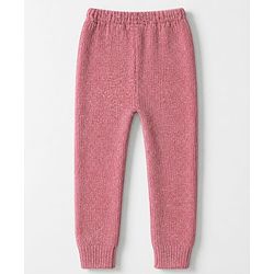 Babyhug Knit Full Sleeves Sweater Set With Love Sequins - Pink