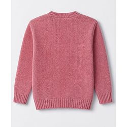 Babyhug Knit Full Sleeves Sweater Set With Love Sequins - Pink
