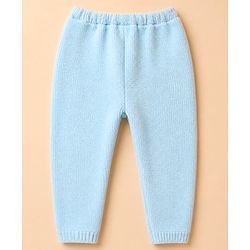 Babyhug Knit Full Sleeves Sweater Set With Bow Embroidery - Light Blue