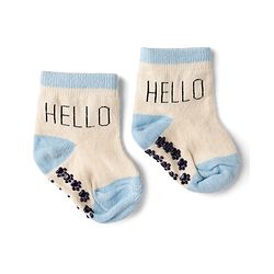 Cute Walk by Babyhug Cotton Knit Anti-bacterial Anti-skid Ankle Length Striped Socks With Animal & Text Design Pack of 3 - Beige
