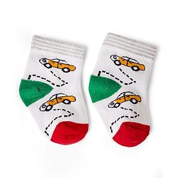 Cute Walk by Babyhug Cotton Knit Anti-bacterial Anti-skid Ankle Length Striped Socks With Animal Design Pack of 3 - Grey, Black & White
