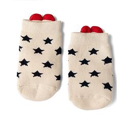 Cute Walk by Babyhug Cotton Knit Anti-bacterial Terry Ankle Length Striped Socks With Star Design Pack of 3 - Beige