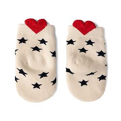 Cute Walk by Babyhug Cotton Knit Anti-bacterial Terry Ankle Length Striped Socks With Star Design Pack of 3 - Beige