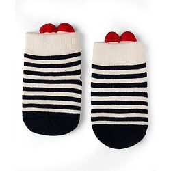Cute Walk by Babyhug Cotton Knit Anti-bacterial Terry Ankle Length Striped Socks With Star Design Pack of 3 - Beige