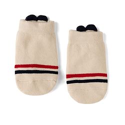 Cute Walk by Babyhug Cotton Knit Anti-bacterial Terry Ankle Length Striped Socks With Star Design Pack of 3 - Beige