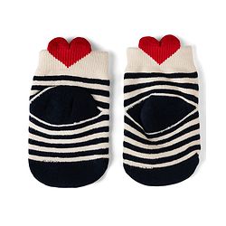 Cute Walk by Babyhug Cotton Knit Anti-bacterial Terry Ankle Length Striped Socks With Star Design Pack of 3 - Beige