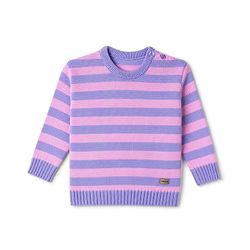 Babyhug Knit Striped Sweater Set - Lavender