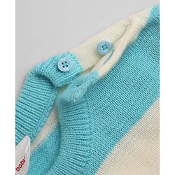 Babyhug Knit Full Sleeves Sweater Set With Striped Design - Blue
