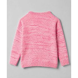 Babyhug Knit Sweater Sets with Full Sleeves and Bow Applique in Coral for 12-18 Months