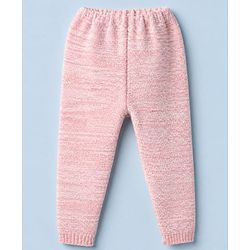 Babyhug Knit Full Sleeves Hooded Solid Sweater Set With Flower Applique - Pink