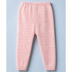 Babyhug Knit Full Sleeves Hooded Solid Sweater Set With Flower Applique - Pink