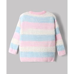 Babyhug Knit Full Sleeves Sweater Set with Stripe Design - Pink