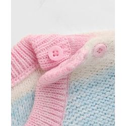 Babyhug Knit Full Sleeves Sweater Set with Stripe Design - Pink