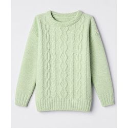 Babyhug Knit Full Sleeves Sweater Set with Cable Knit Design - Light Green