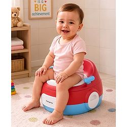 Babyhug 3-in-1 Potty Chair and Toilet Training Seat - Blue & Red| Step Stool| Toilet Seat| Removable Potty Pot| Anti-Slip Pads| Supportive Handles| Splash Guard| Suitable for 1-5 Years Boys & Girls