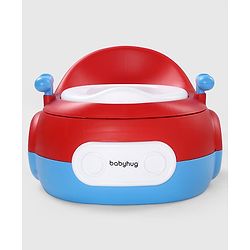 Babyhug 3-in-1 Potty Chair and Toilet Training Seat - Blue & Red| Step Stool| Toilet Seat| Removable Potty Pot| Anti-Slip Pads| Supportive Handles| Splash Guard| Suitable for 1-5 Years Boys & Girls