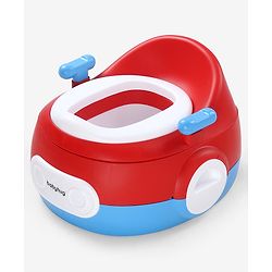 Babyhug 3-in-1 Potty Chair and Toilet Training Seat - Blue & Red| Step Stool| Toilet Seat| Removable Potty Pot| Anti-Slip Pads| Supportive Handles| Splash Guard| Suitable for 1-5 Years Boys & Girls