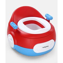 Babyhug 3-in-1 Potty Chair and Toilet Training Seat - Blue & Red| Step Stool| Toilet Seat| Removable Potty Pot| Anti-Slip Pads| Supportive Handles| Splash Guard| Suitable for 1-5 Years Boys & Girls