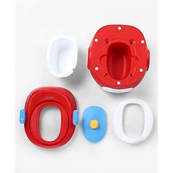Babyhug 3-in-1 Potty Chair and Toilet Training Seat - Blue & Red| Step Stool| Toilet Seat| Removable Potty Pot| Anti-Slip Pads| Supportive Handles| Splash Guard| Suitable for 1-5 Years Boys & Girls