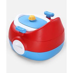 Babyhug 3-in-1 Potty Chair and Toilet Training Seat - Blue & Red| Step Stool| Toilet Seat| Removable Potty Pot| Anti-Slip Pads| Supportive Handles| Splash Guard| Suitable for 1-5 Years Boys & Girls