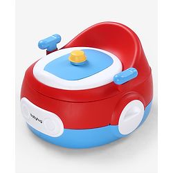 Babyhug 3-in-1 Potty Chair and Toilet Training Seat - Blue & Red| Step Stool| Toilet Seat| Removable Potty Pot| Anti-Slip Pads| Supportive Handles| Splash Guard| Suitable for 1-5 Years Boys & Girls