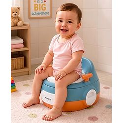 Babyhug 3-in-1 Potty Chair and Toilet Training Seat - Blue & Red| Step Stool| Toilet Seat| Removable Potty Pot| Anti-Slip Pads| Supportive Handles| Splash Guard| Suitable for 1-5 Years Boys & Girls